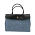 Chanel Large East West Shopping Tote in Blue Denim & Black Calfskin with Gold Hardware